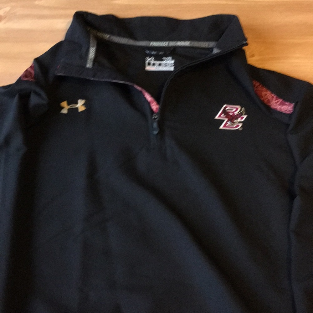 Under Armour Black Quarter-Zip Pullover with Boston College Logo